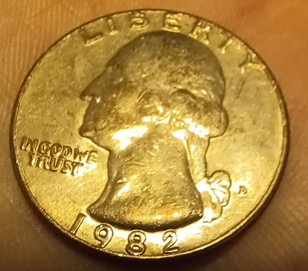 1982-Quarter-With-Copper-Showing-Through-Face.-Cladding-Error?